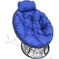 M-Group Папасан пружинка мини 12090410 (черный ротанг/синяя подушка) Image #1