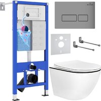 Roxen Antares Black в комплекте с инсталляцией StounFix Dual Fresh 6 в 1 964800 (кнопка: хром матовый)