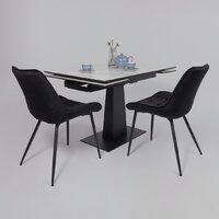 Lepremo AV 2119 МДФ+керамика раздвижной 1200-1800x800 (белый глянцевый Carla Larkin/черный) Image #16