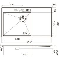 Omoikiri Akisame 86-GB-R Side (графит) Image #5