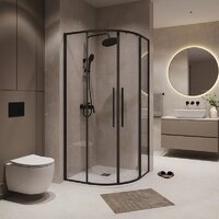 Niagara NG-6826-34BLACK 90x90x195 (черный матовый/прозрачное стекло) Image #3