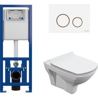 Cersanit Carina New Clean On с инстал. Link Pro (с кнопкой Twins 63535 белый/золото)