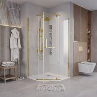 Grossman Pragma 90x90x195 302.K33.03.9090.32.00 (золото сатин/прозрачное стекло) Image #7