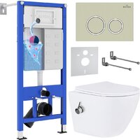 Roxen Antares Bidet в комплекте с инсталляцией StounFix Dual Fresh 6 в 1 966280 (кнопка: бежевый)
