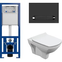 Cersanit Carina New Clean On с инстал. Link Pro (с кнопкой Estetica 64112 черный/хром)