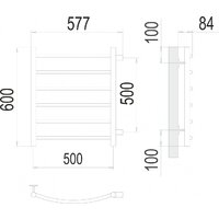 TERMINUS Классик П6 500x600 (боковое подключение 50, хром) Image #3