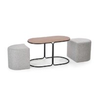 Halmar Pampa + 2 пуфа (орех/черный, серый) Image #2