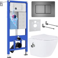 Roxen Antares Bidet в комплекте с инсталляцией StounFix Dual Fresh 6 в 1 960516 (кнопка: оружейная сталь) Image #1