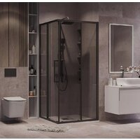 Grossman Cosmo 100x100x195 300.K33.02.1010.21.10 (черный матовый/тонированное стекло) Image #7