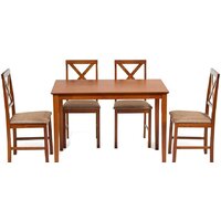 TetChair Hudson Dining Set эконом (дерево гевея/Espresso/ткань коричневый/золото)