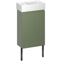 Wellsee Тумба под умывальник 3 в 1 WC Area 221805006 (тумба/матовый зеленый, раковина/глянцевый белый, ножки/матовый черный) Image #1