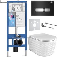 Roxen Vine Tornado в комплекте с инсталляцией StounFix Dual Fresh 6 в 1 979025 (кнопка: черный глянцевый)