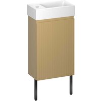 Wellsee Тумба под умывальник 3 в 1 WC Area 221803006 (тумба/матовый бежевый, раковина/глянцевый белый, ножки/матовый черный)