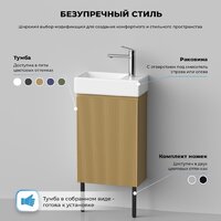 Wellsee Тумба под умывальник 3 в 1 WC Area 221803006 (тумба/матовый бежевый, раковина/глянцевый белый, ножки/матовый черный) Image #8