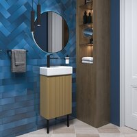 Wellsee Тумба под умывальник 3 в 1 WC Area 221803006 (тумба/матовый бежевый, раковина/глянцевый белый, ножки/матовый черный) Image #7