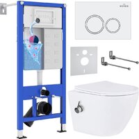 Roxen Antares Bidet в комплекте с инсталляцией StounFix Dual Fresh 6 в 1 902672 (кнопка: белый глянец)