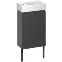 Wellsee Тумба под умывальник 3 в 1 WC Area 221802006 (тумба/матовый темно-серый, раковина/глянцевый белый, ножки/матовый черный)