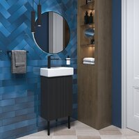 Wellsee Тумба под умывальник 3 в 1 WC Area 221802006 (тумба/матовый темно-серый, раковина/глянцевый белый, ножки/матовый черный) Image #7