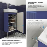Wellsee Тумба под умывальник 3 в 1 WC Area 221804004 (тумба/матовый синий, раковина/глянцевый белый, ножки/нержавеющая сталь) Image #4