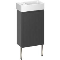 Wellsee Тумба под умывальник 3 в 1 WC Area 221802004 (тумба/матовый темно-серый, раковина/глянцевый белый, ножки/нержавеющая сталь)