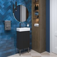 Wellsee Тумба под умывальник 3 в 1 WC Area 221802004 (тумба/матовый темно-серый, раковина/глянцевый белый, ножки/нержавеющая сталь) Image #7