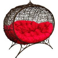 M-Group Улей на ножках 11220206 (коричневый ротанг/красная подушка)