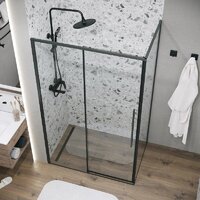 Grossman Galaxy 100x90x195 120.K33.01.1090.21.00 (черный матовый/прозрачное стекло) Image #9