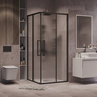 Grossman Cosmo 90x90x195 300.K33.02.9090.21.02 (черный матовый/шиншилла стекло) Image #7