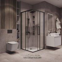 Grossman Cosmo 90x90x195 300.K33.02.9090.21.02 (черный матовый/шиншилла стекло) Image #9