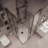 Grossman Cosmo 90x90x195 300.K33.02.9090.21.02 (черный матовый/шиншилла стекло) Image #10