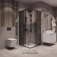 Grossman Cosmo 90x90x195 300.K33.02.9090.21.10 (черный матовый/тонированное стекло) Image #9