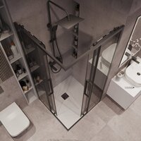 Grossman Cosmo 90x90x195 300.K33.02.9090.21.10 (черный матовый/тонированное стекло) Image #10