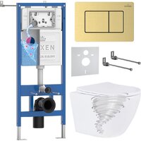 Roxen Antares Tornado Long в комплекте с инсталляцией StounFix Dual Fresh 6 в 1 868445 (кнопка: брашированное золото матовая) Image #1