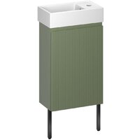 Wellsee Тумба под умывальник 3 в 1 WC Area 221805005 (тумба/матовый зеленый, раковина/глянцевый белый, ножки/матовый черный)