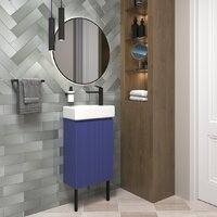 Wellsee Тумба под умывальник 3 в 1 WC Area 221804005 (тумба/матовый синий, раковина/глянцевый белый, ножки/матовый черный) Image #7