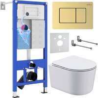 Roxen Simple compact в комплекте с инсталляцией StounFix Dual Fresh 6 в 1 968480 (кнопка: брашированное золото) Image #1