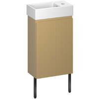 Wellsee Тумба под умывальник 3 в 1 WC Area 221803005 (тумба/матовый бежевый, раковина/глянцевый белый, ножки/матовый черный)