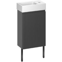 Wellsee Тумба под умывальник 3 в 1 WC Area 221802005 (тумба/матовый темно-серый, раковина/глянцевый белый, ножки/матовый черный)