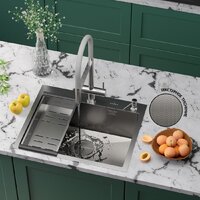 Roxen Simple 560220-60-GR сатин/текстурная (с коландером и дозатором) Image #1