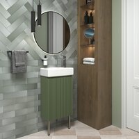 Wellsee Тумба под умывальник 3 в 1 WC Area 221805003 (тумба/матовый зеленый, раковина/глянцевый белый, ножки/нержавеющая сталь) Image #7