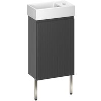 Wellsee Тумба под умывальник 3 в 1 WC Area 221802003 (тумба/матовый темно-серый, раковина/глянцевый белый, ножки/нержавеющая сталь)