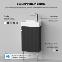 Wellsee Тумба под умывальник 3 в 1 WC Area 221802003 (тумба/матовый темно-серый, раковина/глянцевый белый, ножки/нержавеющая сталь) Image #8