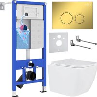 Roxen Cube в комплекте с инсталляцией StounFix Dual Fresh 6 в 1 968014 (кнопка: золото глянцевое )