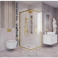 Grossman Cosmo 80x80x195 300.K33.02.8080.32.00 (золото сатин/прозрачное стекло) Image #8