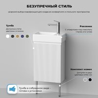 Wellsee Тумба под умывальник 3 в 1 WC Area 221801003 (тумба/матовый белый, раковина/глянцевый белый, ножки/нержавеющая сталь) Image #8