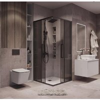 Grossman Cosmo 80x80x195 300.K33.02.8080.21.10 (черный матовый/тонированное стекло) Image #8