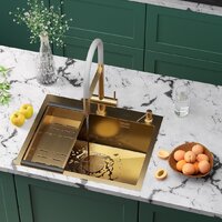 Roxen Simple 560220-60G-V золото/текстурная PVD покрытие (с коландером и дозатором) Image #2