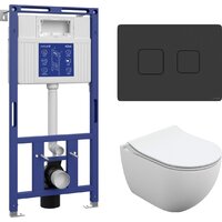 Cersanit Brasko Slim 64824 + Aqua 50 68178 +Accento Circle для Aqua 69078 (кнопка черный матовый) Image #1