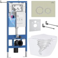 Roxen Antares Tornado Long в комплекте с инсталляцией StounFix Dual Fresh 6 в 1 868429 (кнопка: пастель бежевый матовая)