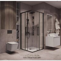 Grossman Cosmo 80x80x195 300.K33.02.8080.21.00 (черный матовый/прозрачное стекло) Image #8